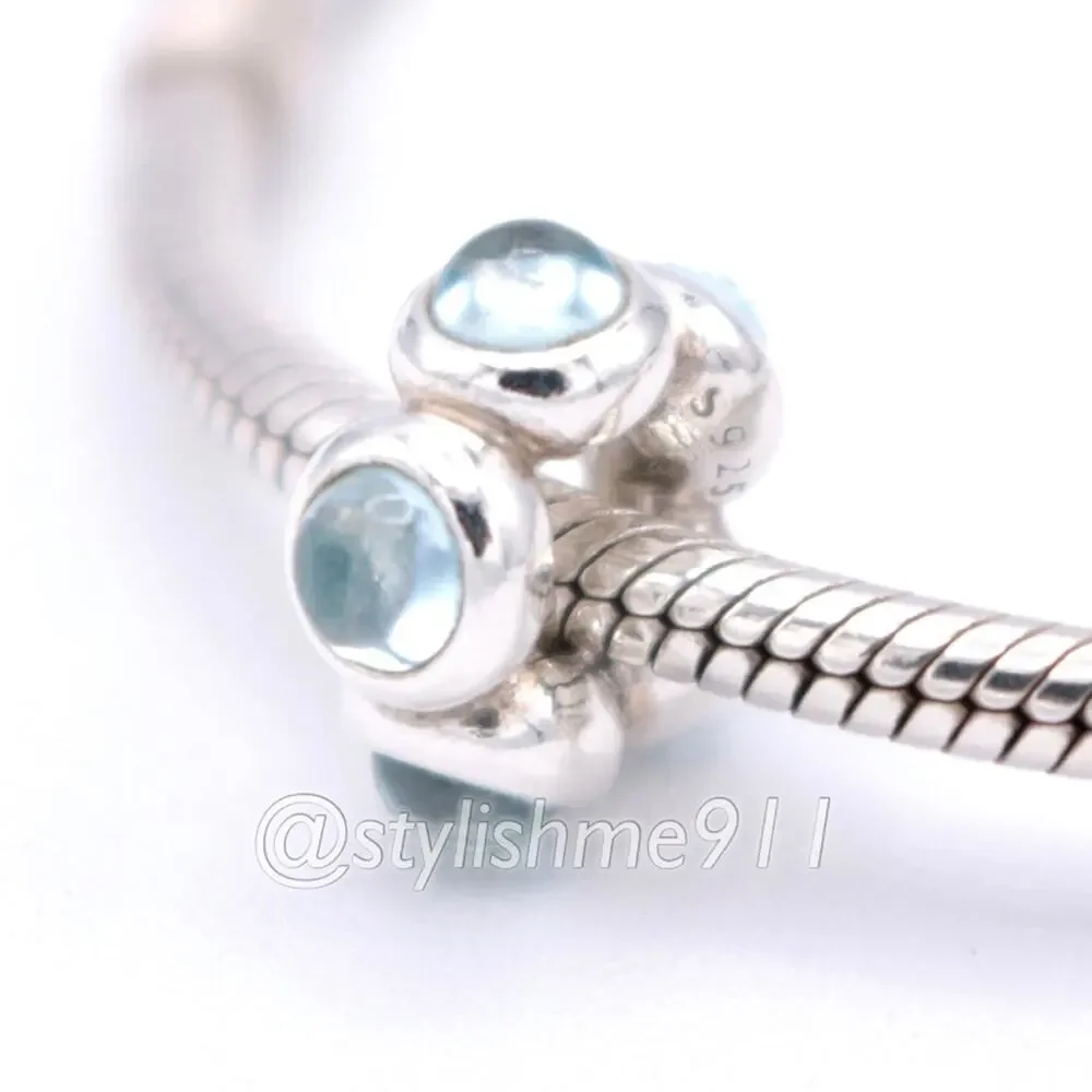 Rare Authentic Pandora Blue Topaz Cabochon Charm - 790538BTP - Picture 1 of 9
